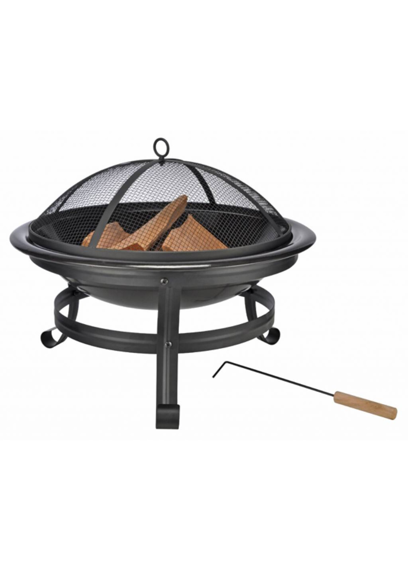 HI 64033 Feuerstelle Feuerschale mit Funkenschutz und Haken 56cm