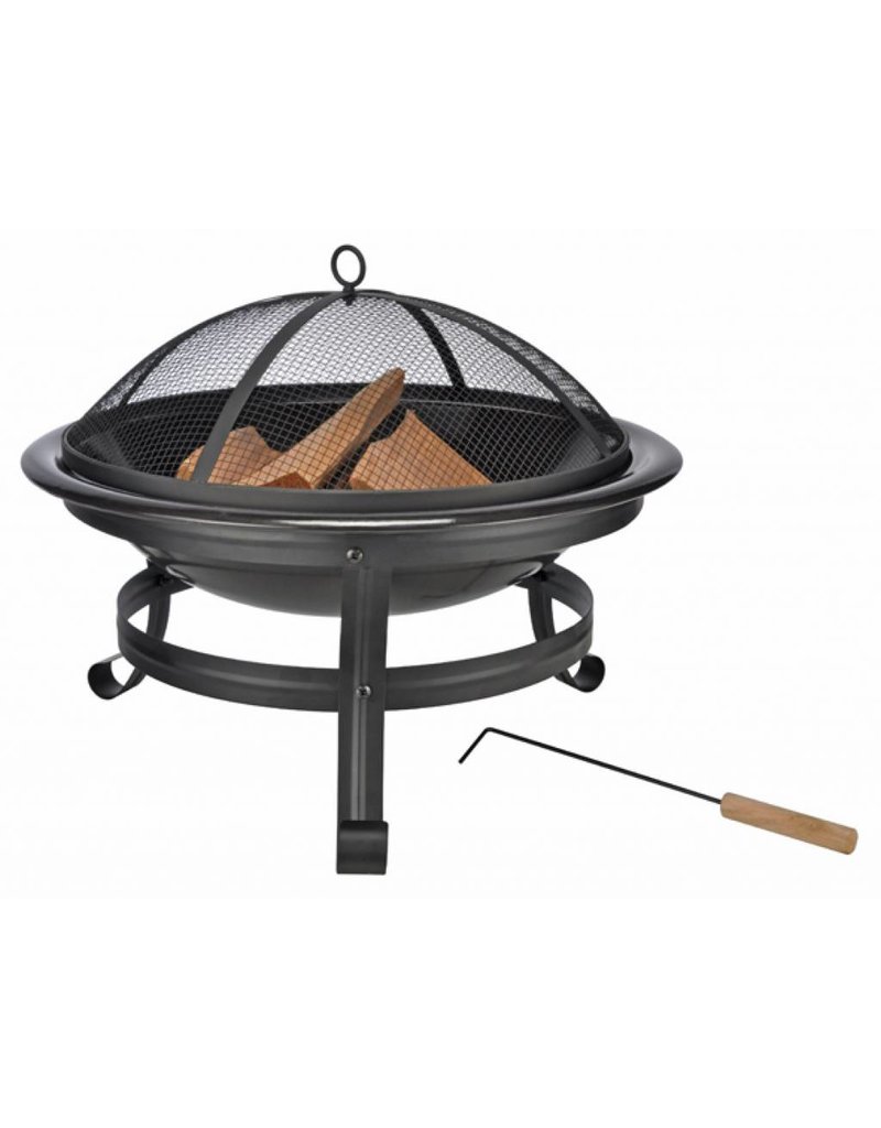HI 64033 Feuerstelle Feuerschale mit Funkenschutz und Haken 56cm