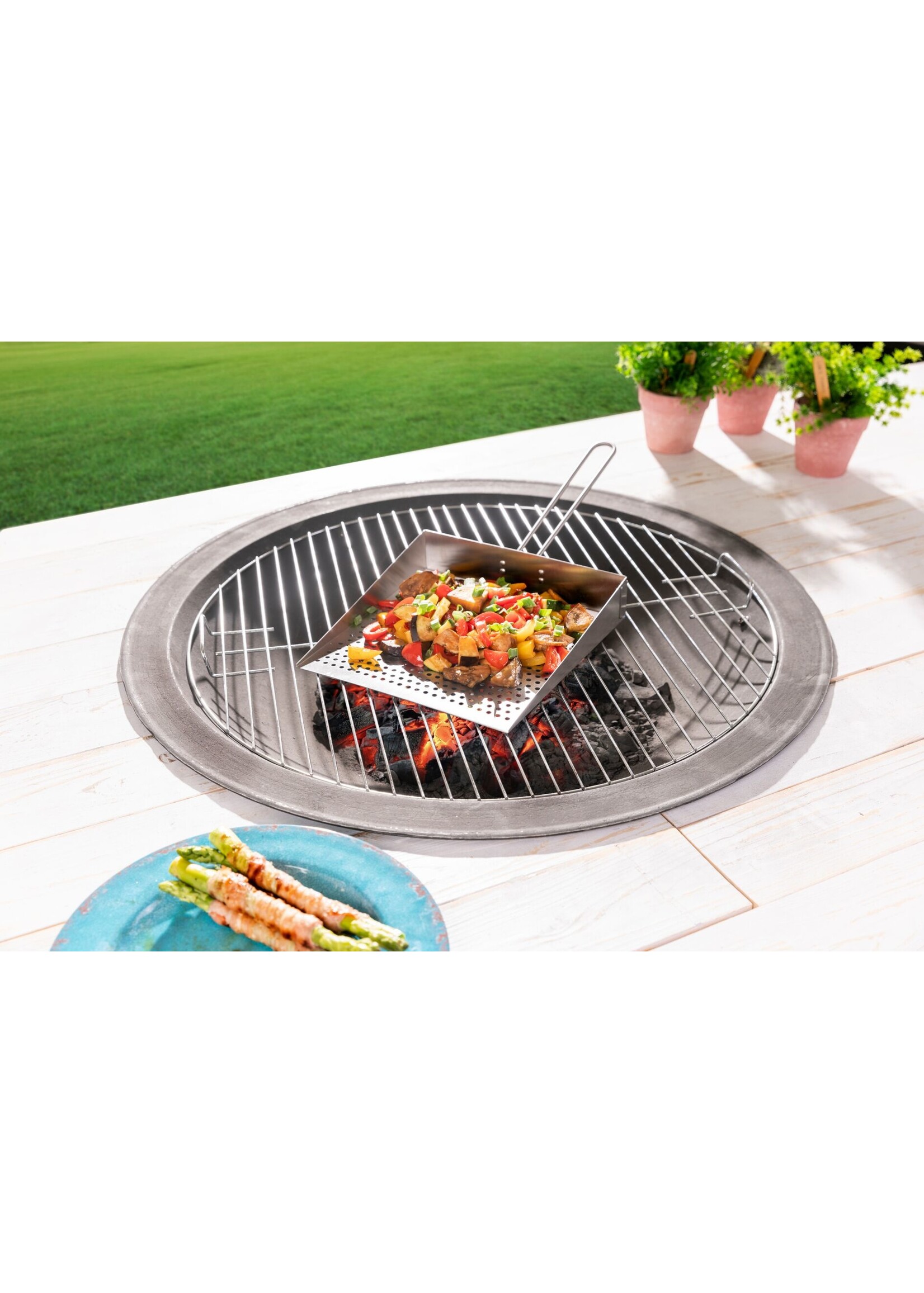 Hecht International 204270119-HE Edelstahl Grillplatte mit abnehmbarem Griff