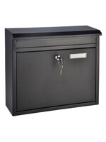 HI 60238 Metall Briefkasten schwarz mit Namensschild