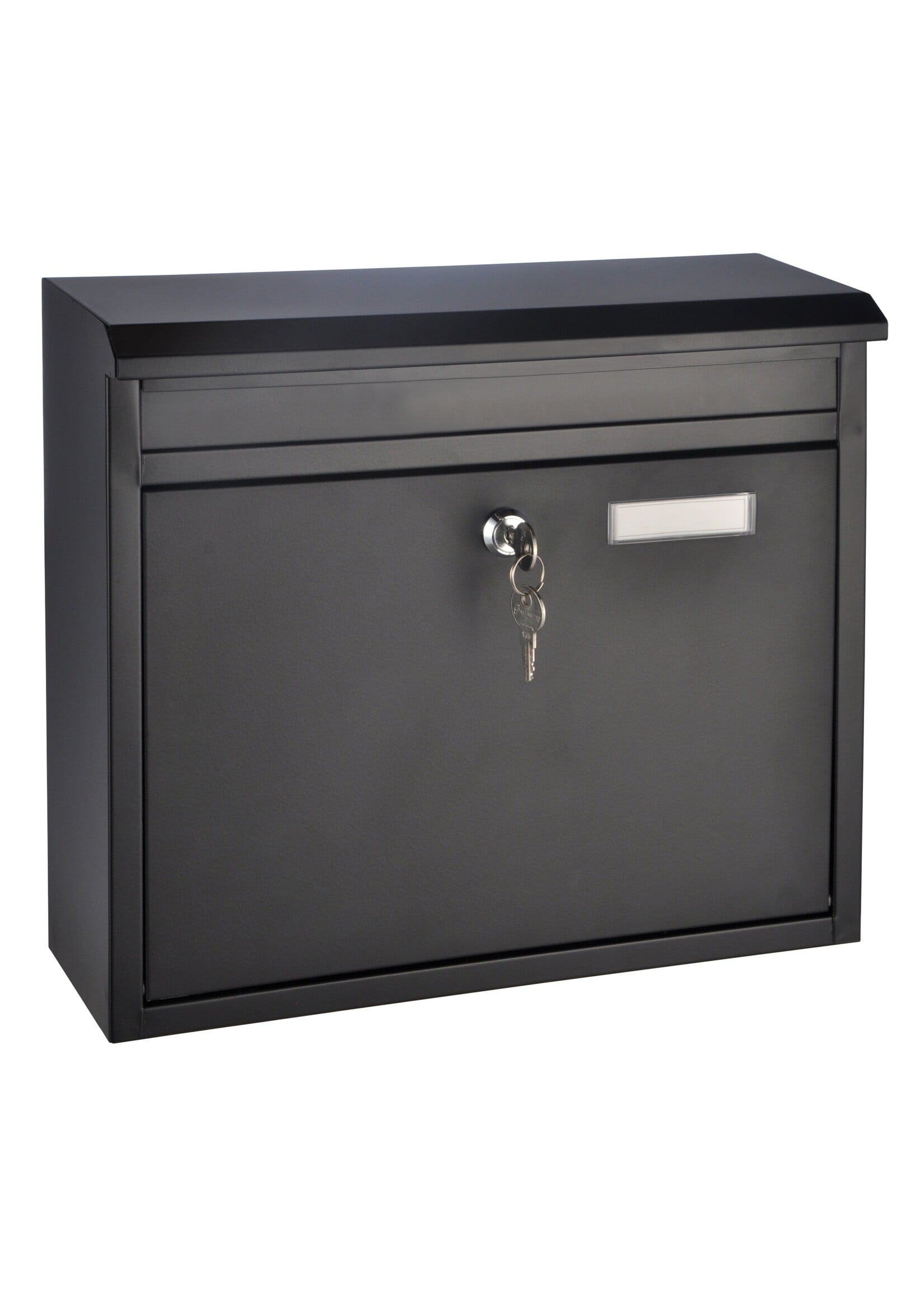 HI 60238 Metall Briefkasten schwarz mit Namensschild