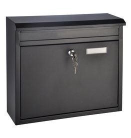 HI 60238 Metall Briefkasten schwarz mit Namensschild