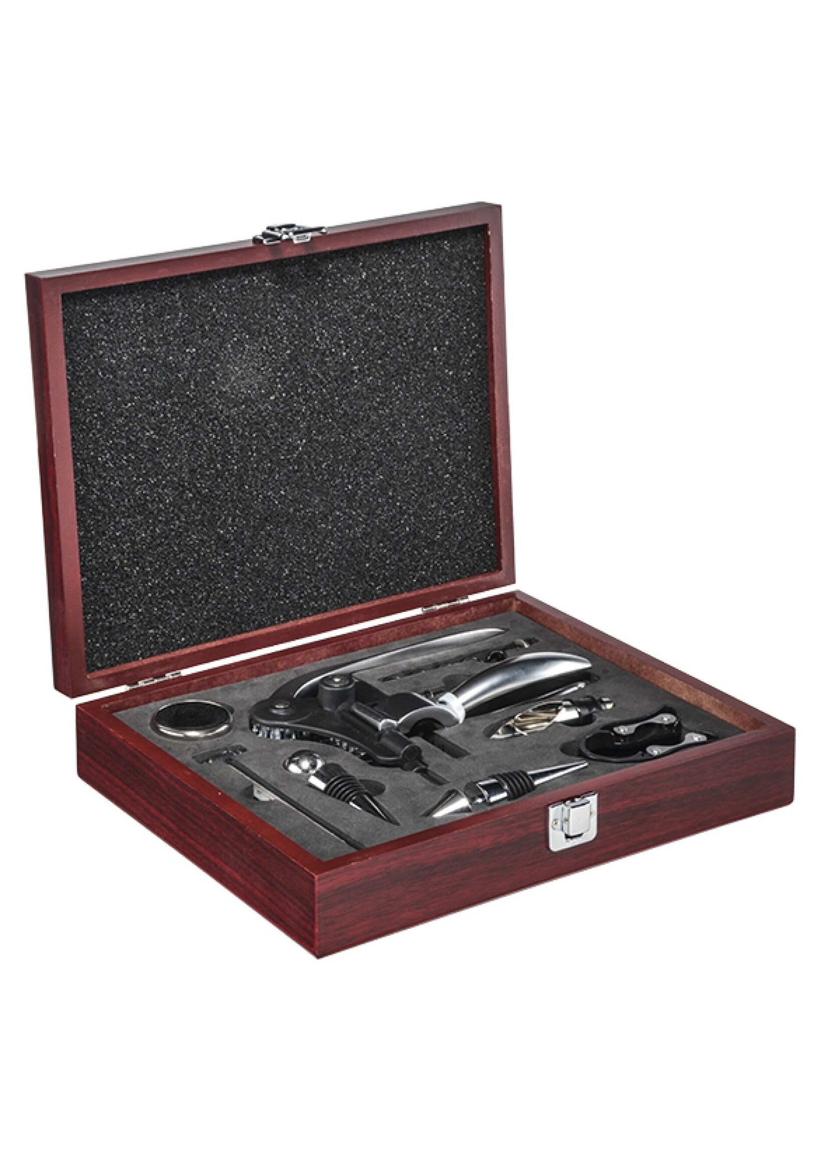 HI 16258 Wein Set 10tlg mit Hebel Korkenzieher in Holzkassette