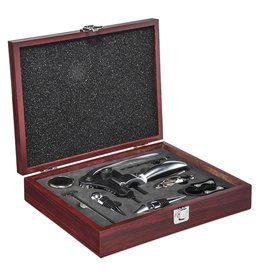 HI 16258 Wein Set 10tlg mit Hebel Korkenzieher in Holzkassette