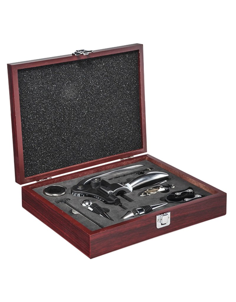 HI 16258 Wein Set 10tlg mit Hebel Korkenzieher in Holzkassette