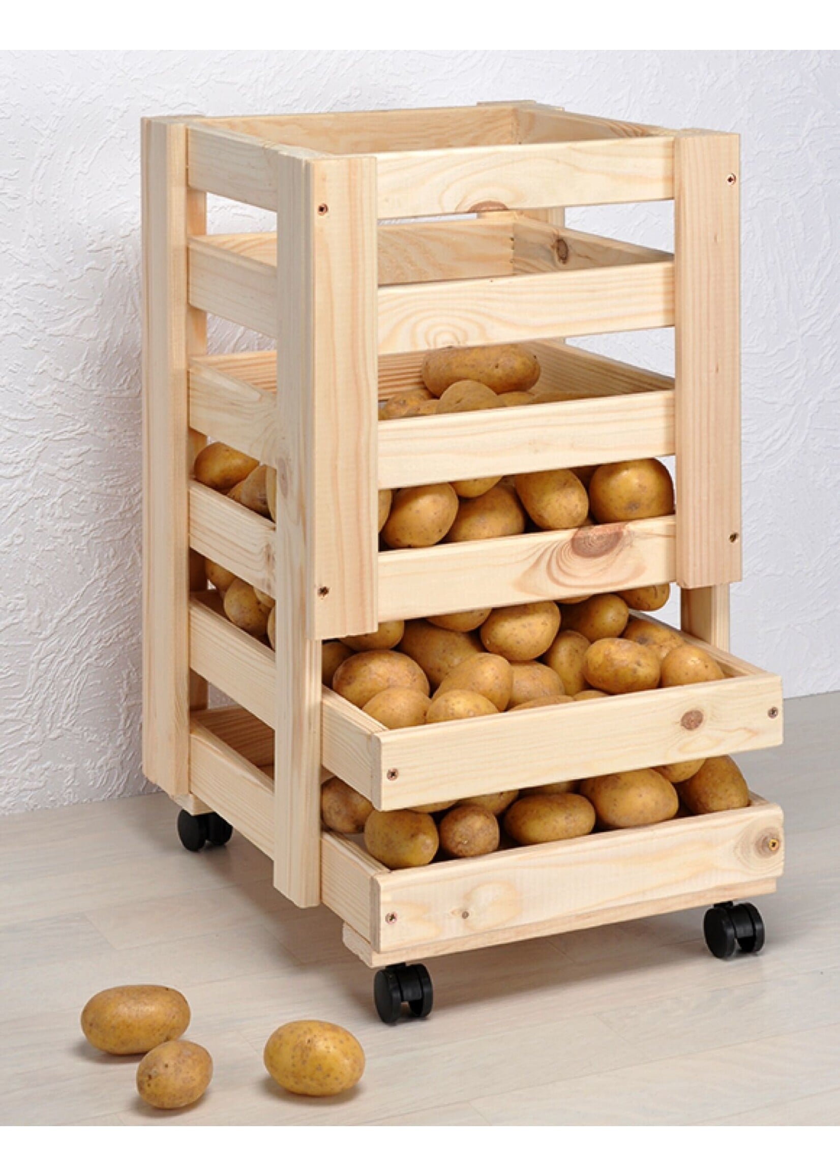 HI 90000 Kartoffelkiste Obsthorde aus Holz mit Rollen