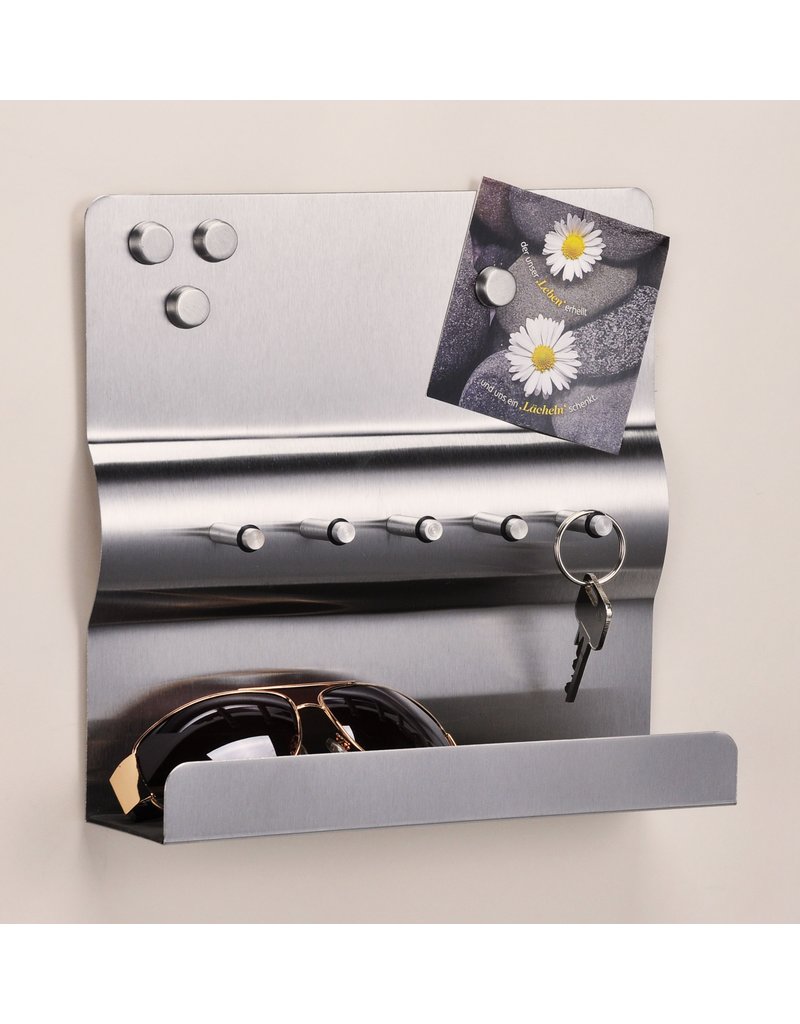 Schlüsselleiste Schlüsselbrett Memoboard aus Edelstahl mit 4 Magneten 98069