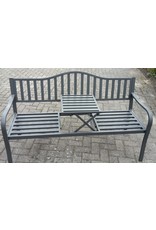 Gartenbank Bank aus Metall anthrazit mit integriertem Tisch 150cm 2466
