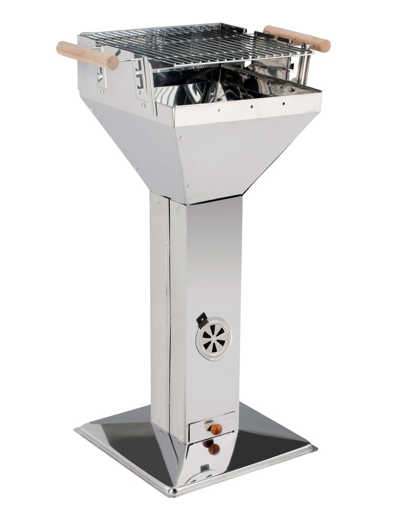 HI 60301 Edelstahl Trichtergrill Säulengrill 38x38x91,5cm