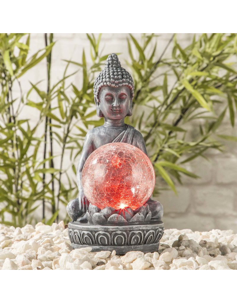 HI 70407 LED Solar Buddha mit Glaskugel und Farbwechsel