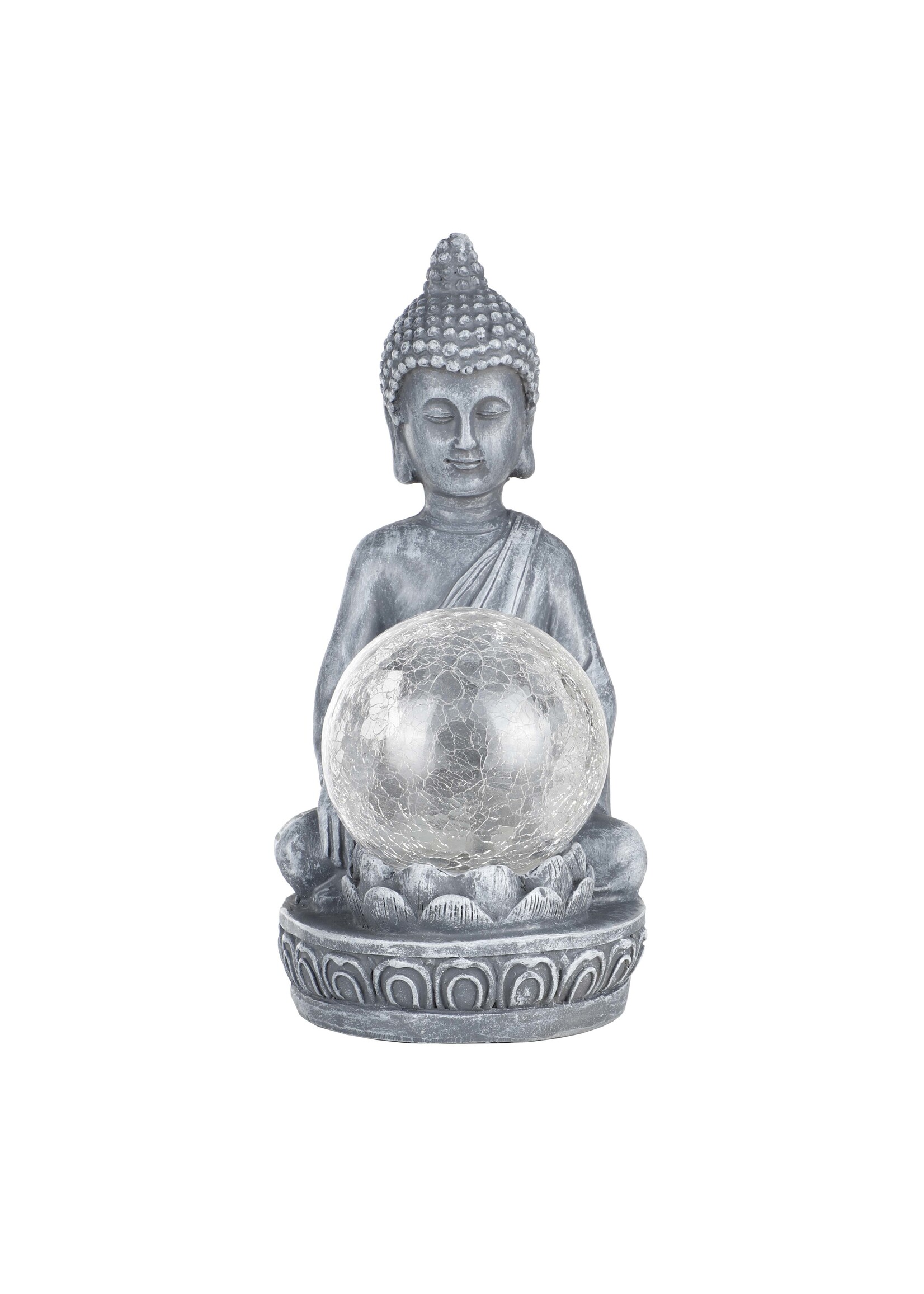 HI 70407 LED Solar Buddha mit Glaskugel und Farbwechsel