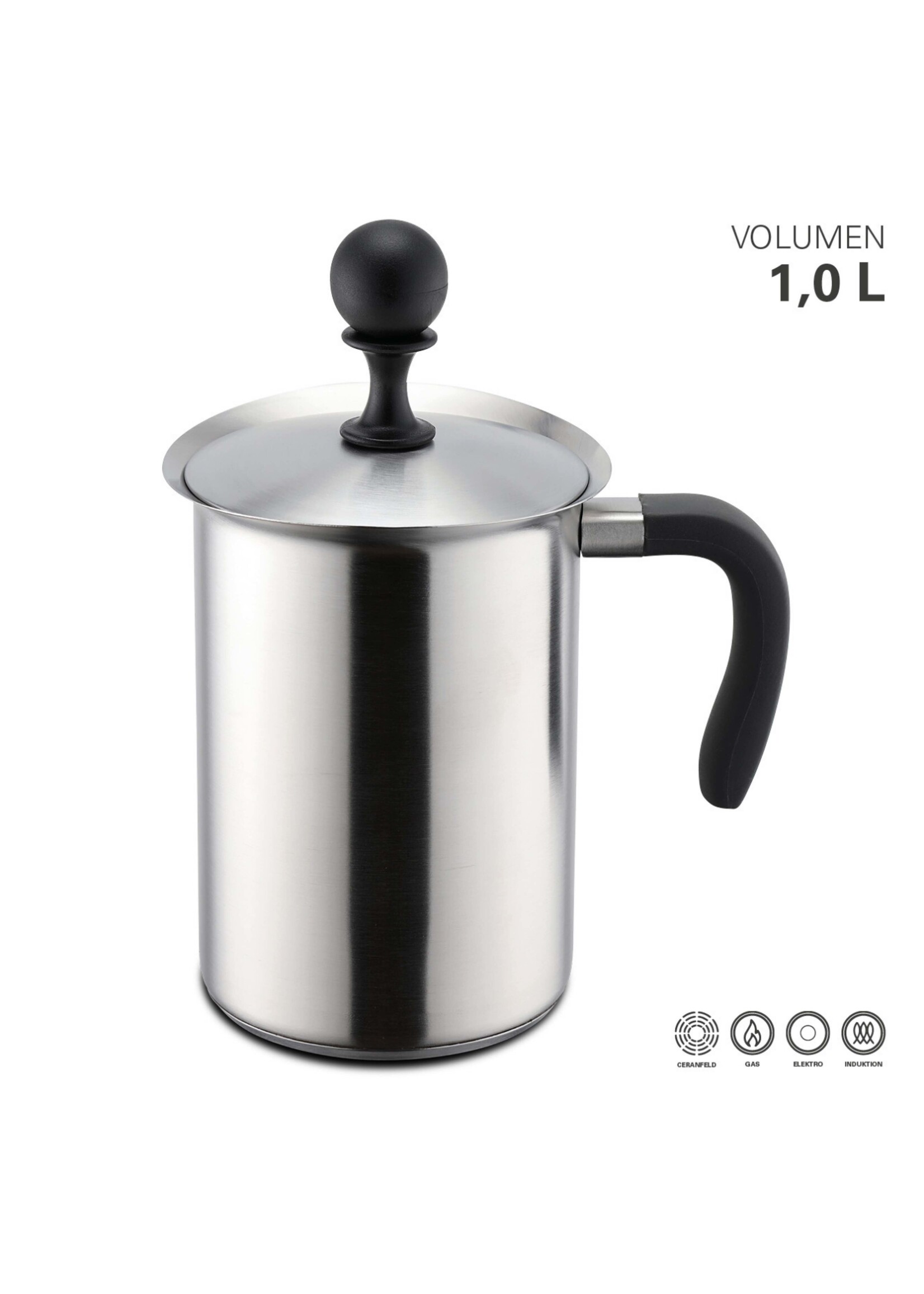 Weis 18300 Edelstahl Milchschäumer Milchaufschäumer 1000ml induktionsgeeignet