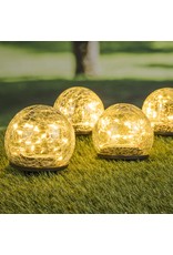 HI 70395 Solar LED Crackle Glas Lampen Set 4er