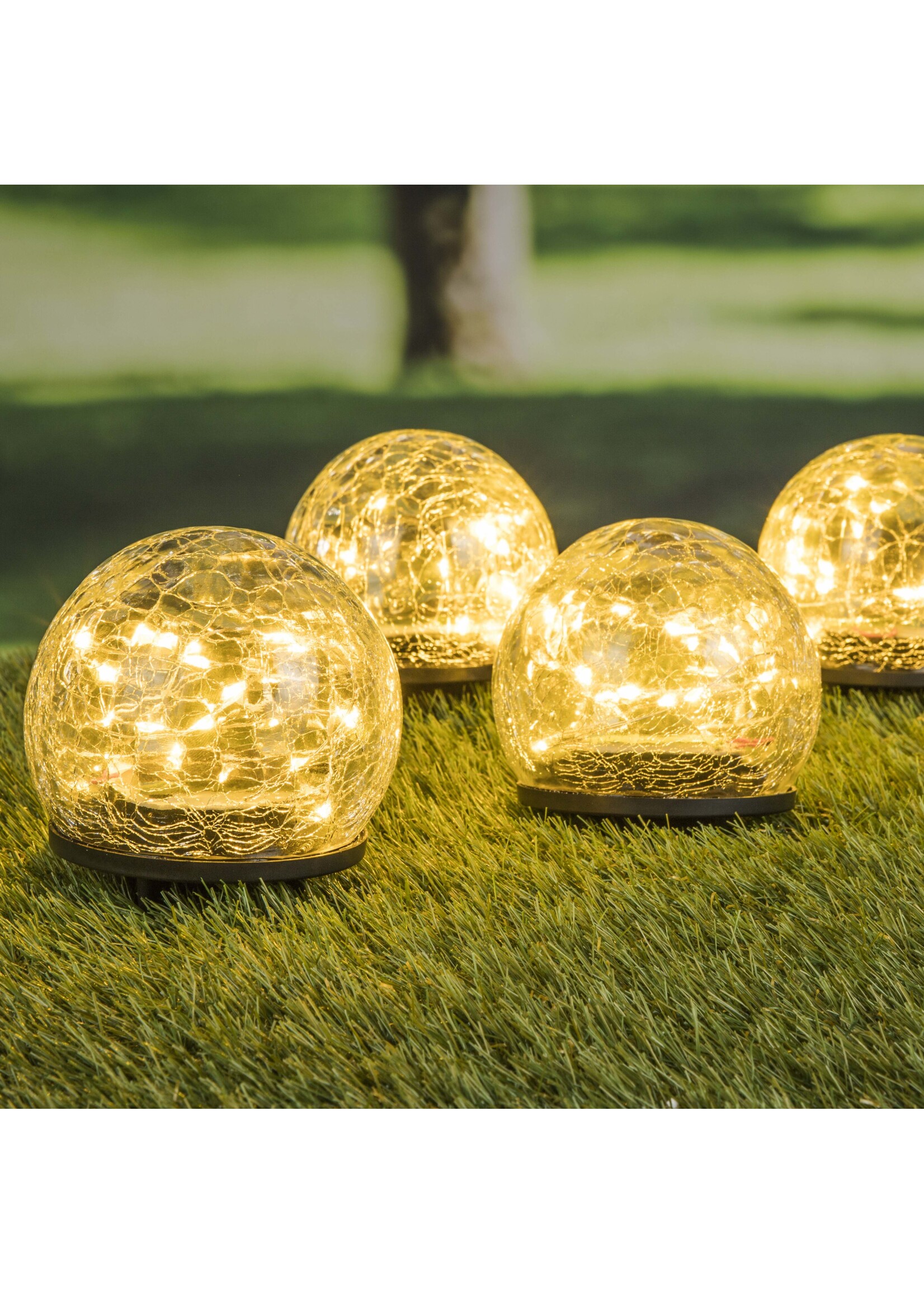 HI 70395 Solar LED Crackle Glas Lampen Set 4er