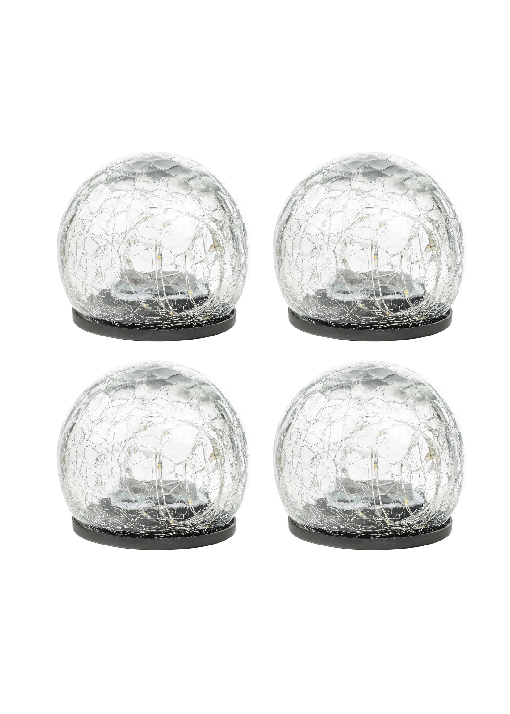 HI 70395 Solar LED Crackle Glas Lampen Set 4er