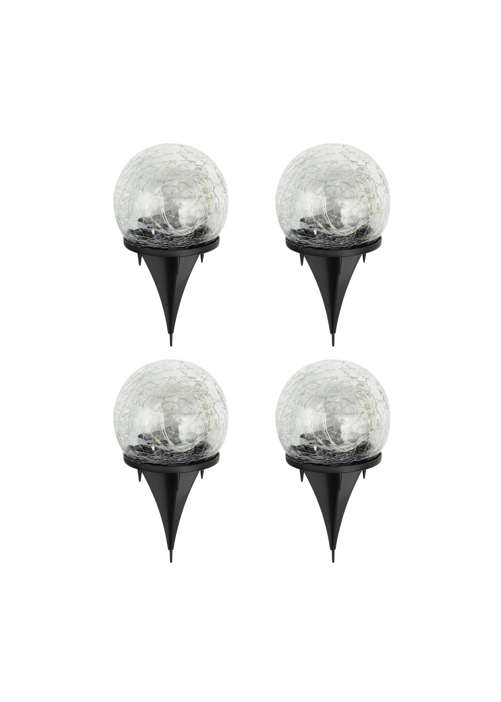 HI 70395 Solar LED Crackle Glas Lampen Set 4er