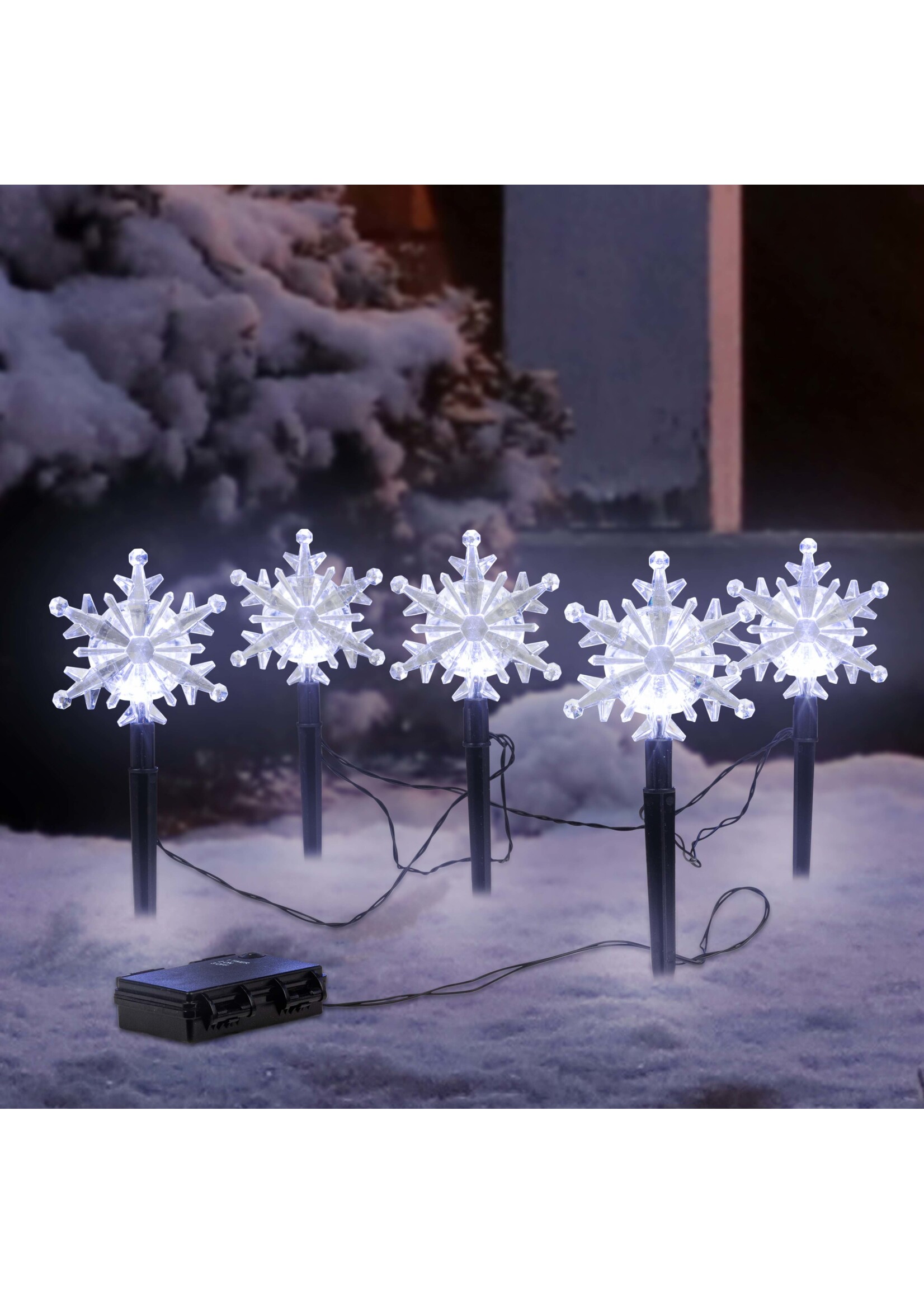 HI 76479 LED Gartenstecker mit 5 Schneeflocken Batteriebetrieb