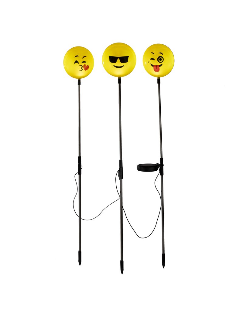 HI 70465 LED Solar Gartenstecker Happy Faces 3er Set