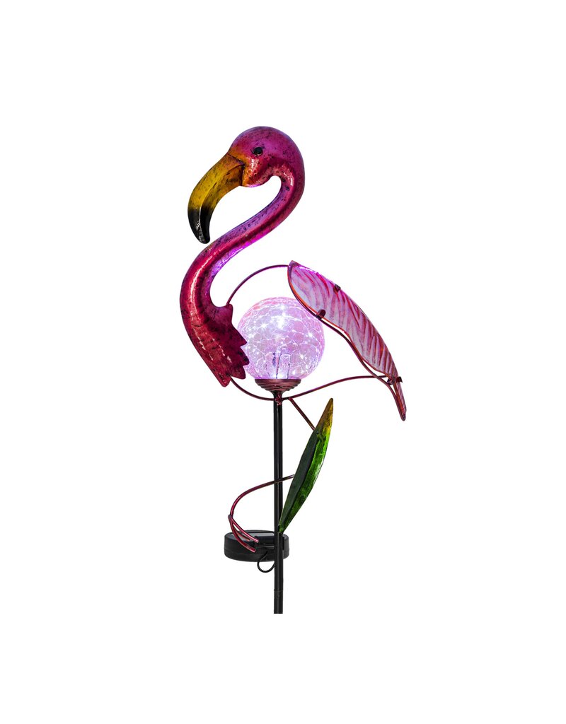 HI 70472 LED Solar Gartenstecker Flamingo aus Metall Höhe 81cm