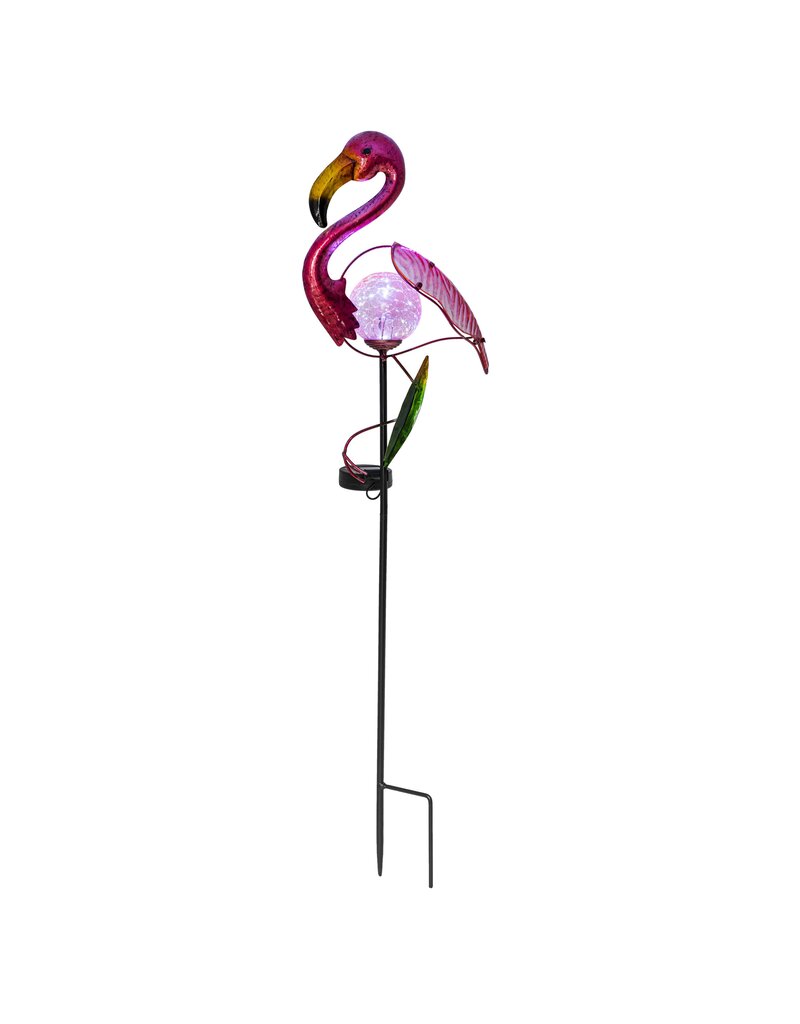 HI 70472 LED Solar Gartenstecker Flamingo aus Metall Höhe 81cm