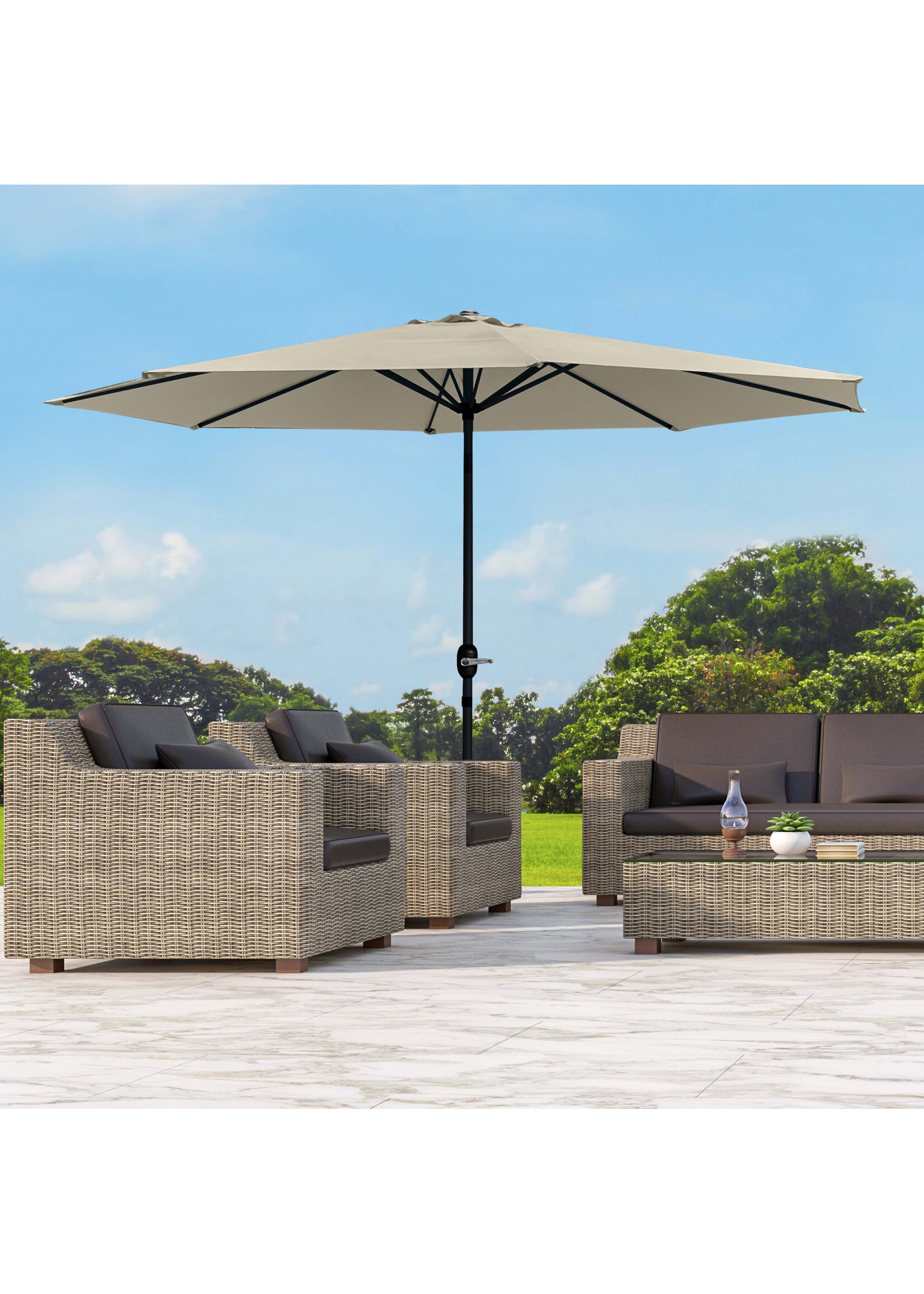 ALU Landhausschirn Sonnenschirm 300cm mit Kurbel UV 50+ beige 62423