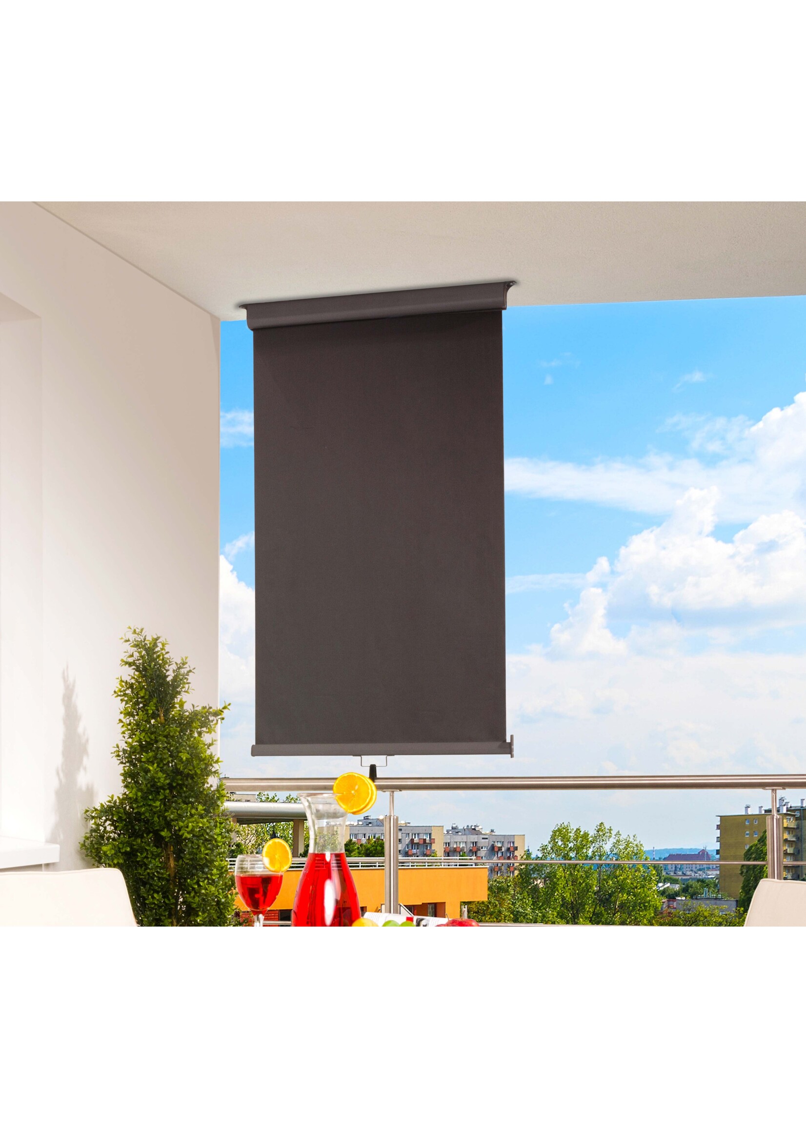 Balkonmarkise Balkon Sichtschutz anthrazit H80 ausziehbar bis 200cm 301820207-HE
