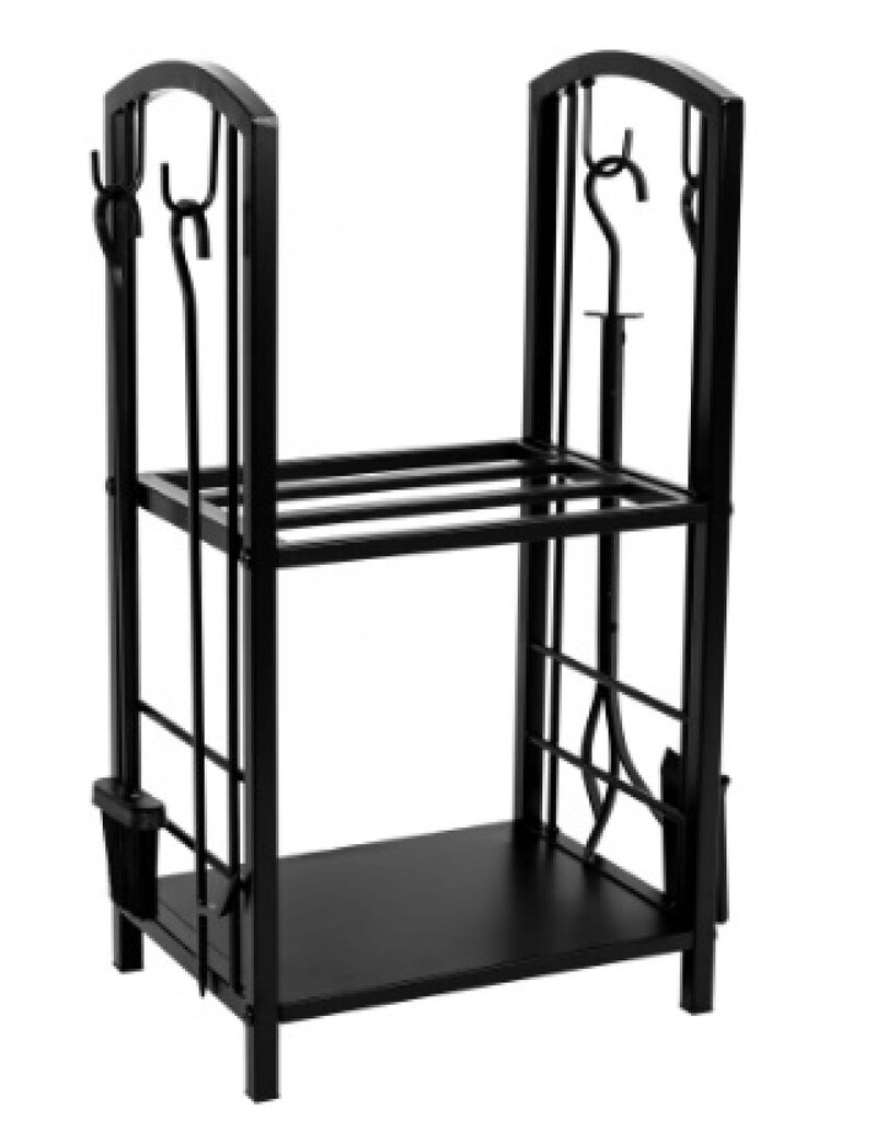 Kaminholz Regal mit Kaminbesteck 4tlg 2666