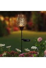 LED Solar Gartenstecker aus Metall mit Flackereffekt 70477