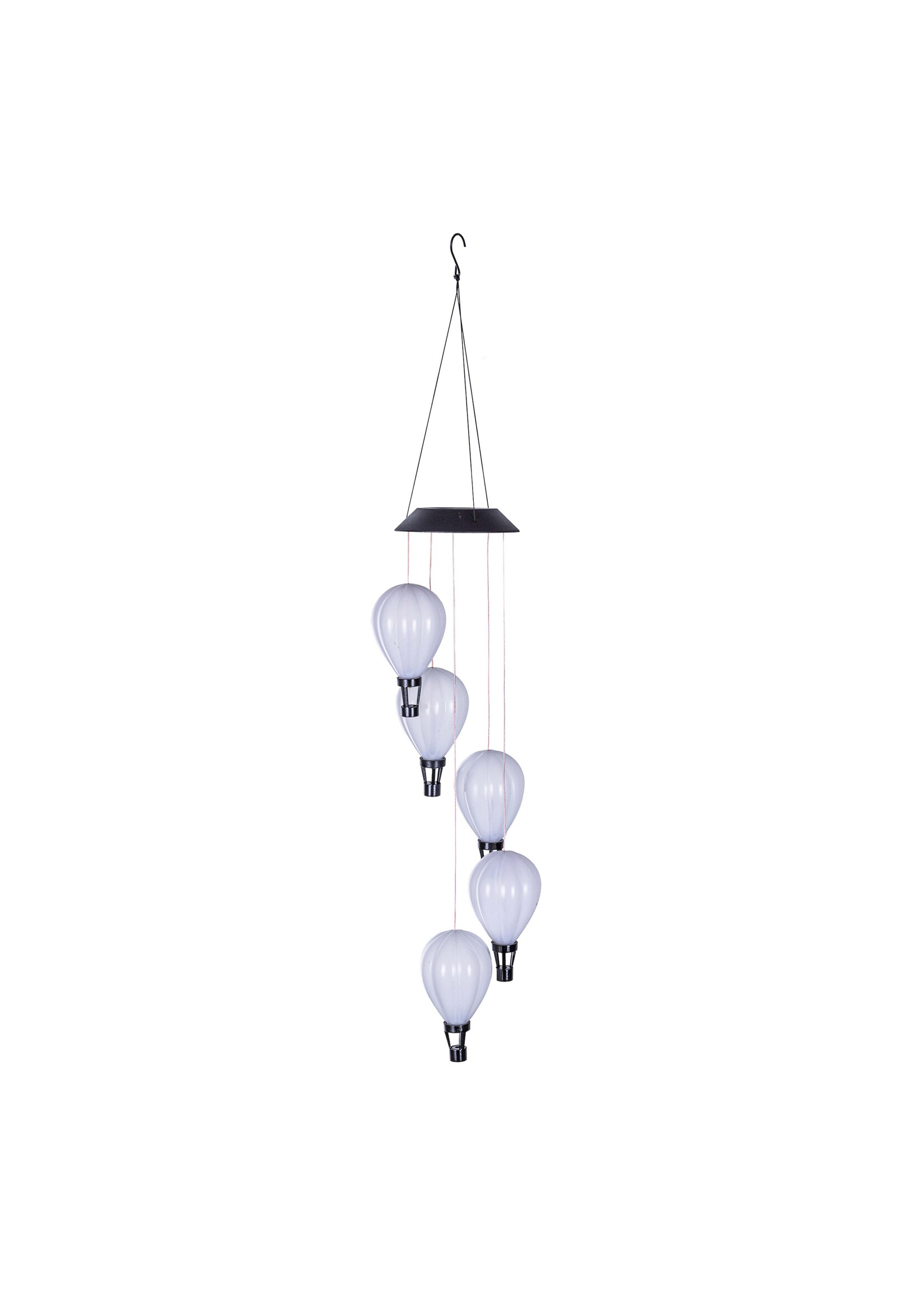 LED Solar Windspiel mit 5 warmweissen  flackernden Ballons 70484
