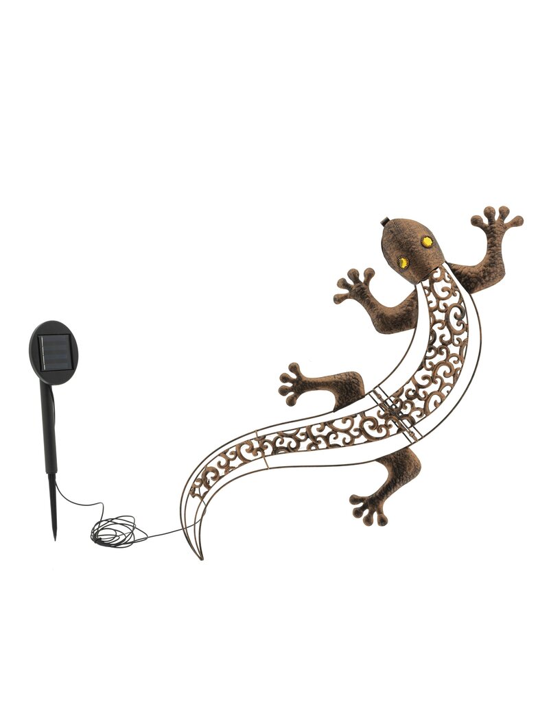 Solar LED Wandlicht Deko Gecko mit 10 warmweissen LEDs 70457