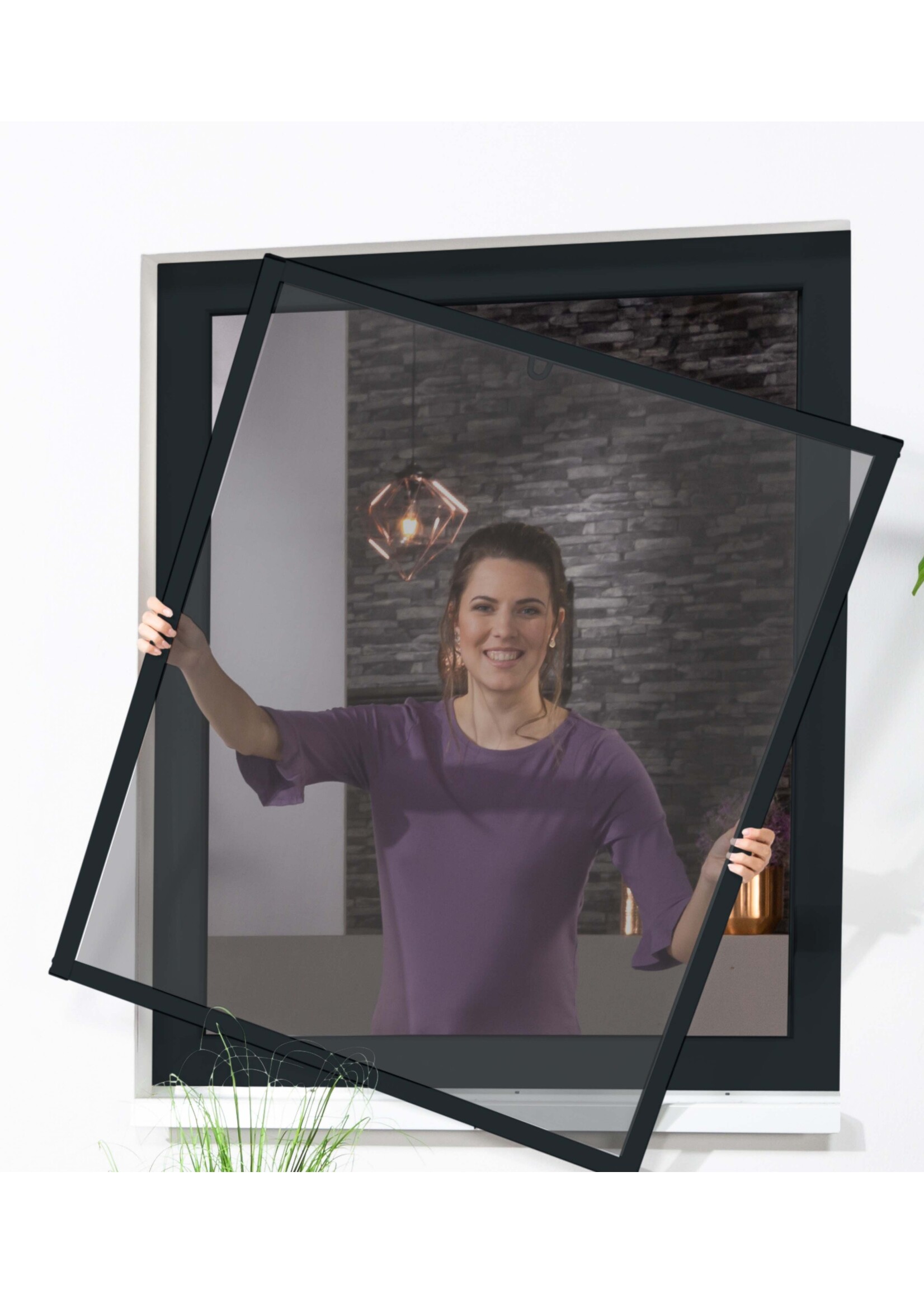 Fensterbausatz Master SLIM 130x150cm anthrazit Pollenschutzgewebe 100690707-VH