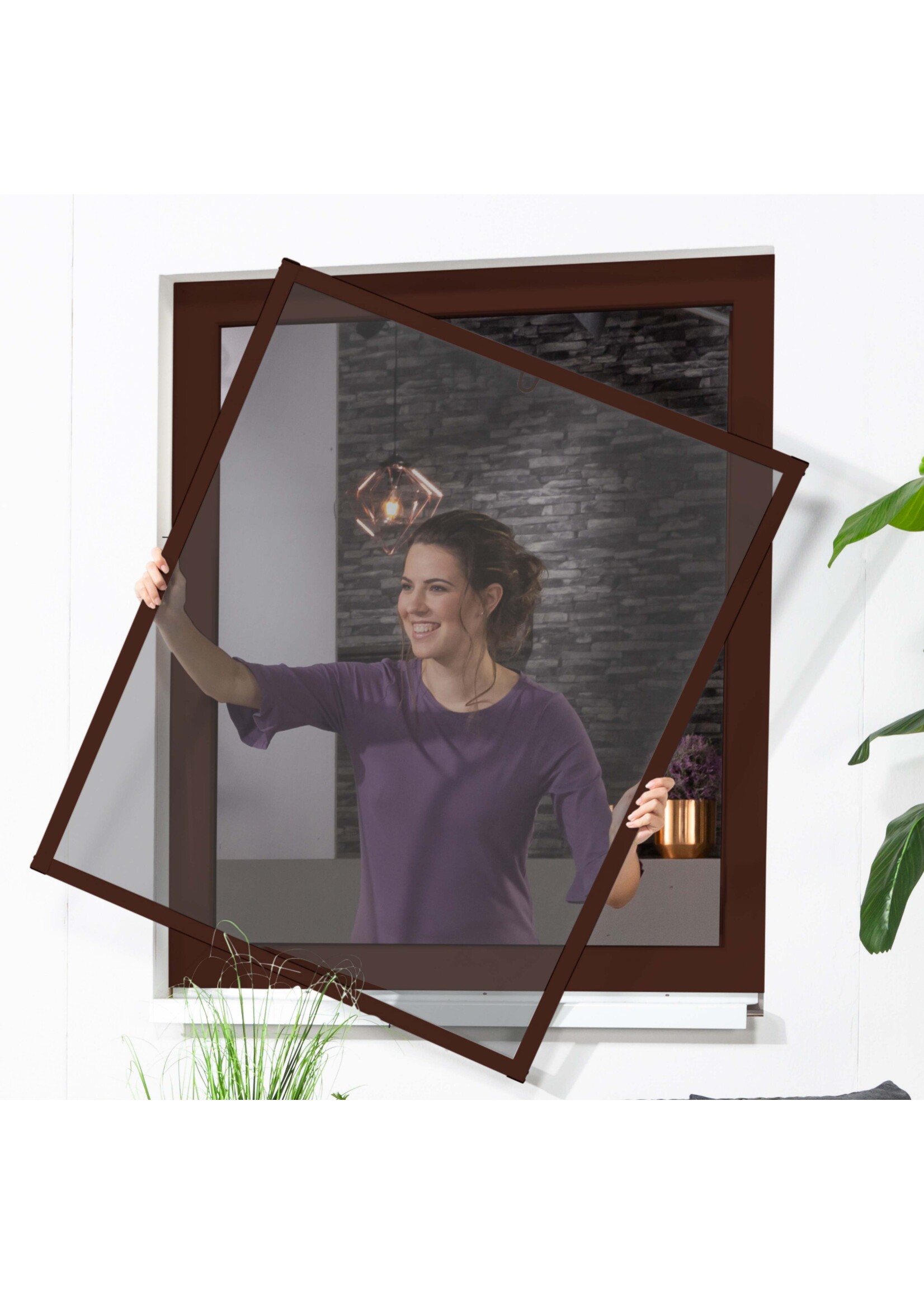 Fensterbausatz Master SLIM 100x120cm braun Pollenschutzgewebe 100690802-VH