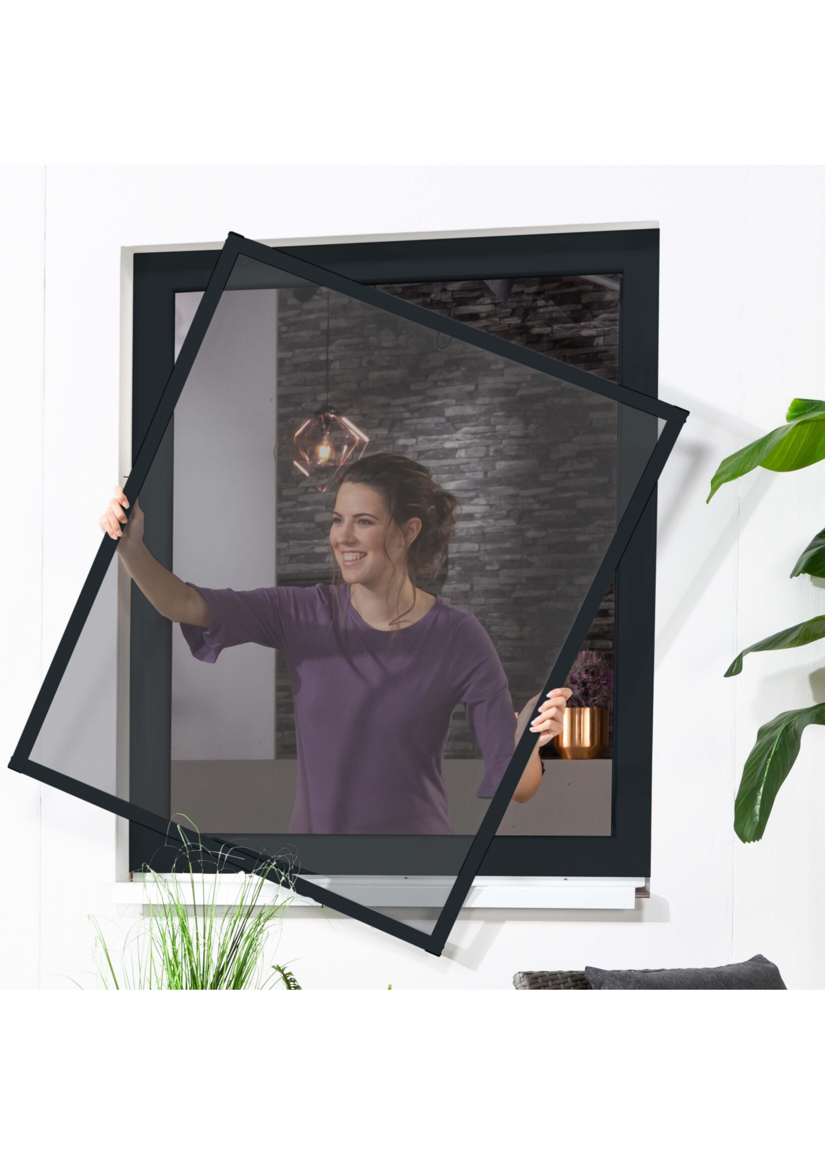 Fensterbausatz Master SLIM 100x120cm anthrazit Pollenschutzgewebe 100690807-VH