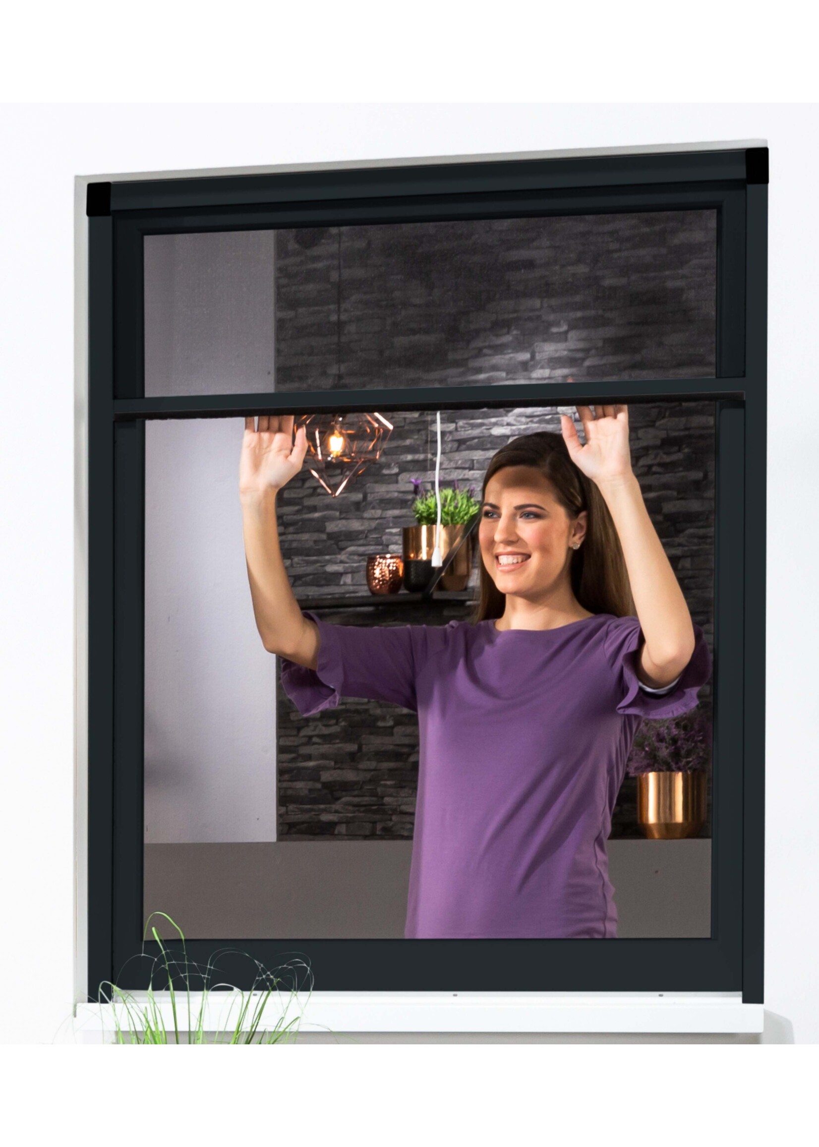 Fliegengitter Alu Rollobausatz Fenster smart 160x160cm anthrazit 100910407-VH