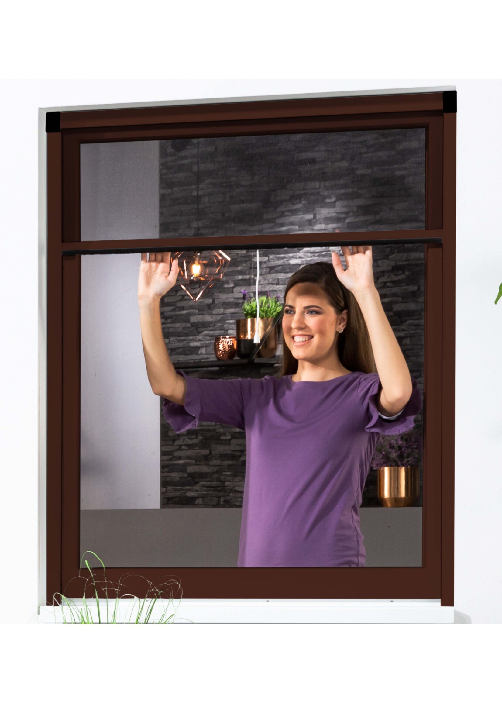 Fliegengitter Alu Rollobausatz Fenster smart 130x160cm braun 100910102-VH