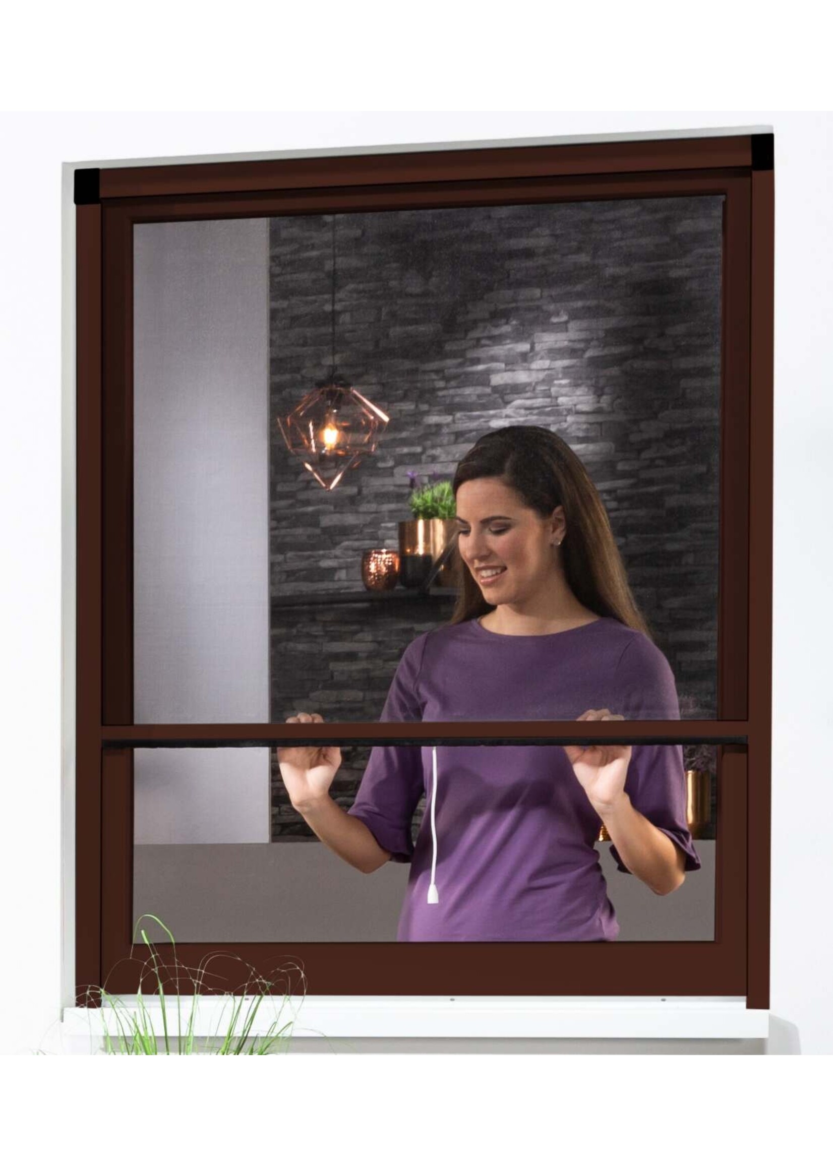 Fliegengitter Alu Rollobausatz Fenster smart 130x160cm braun 100910102-VH