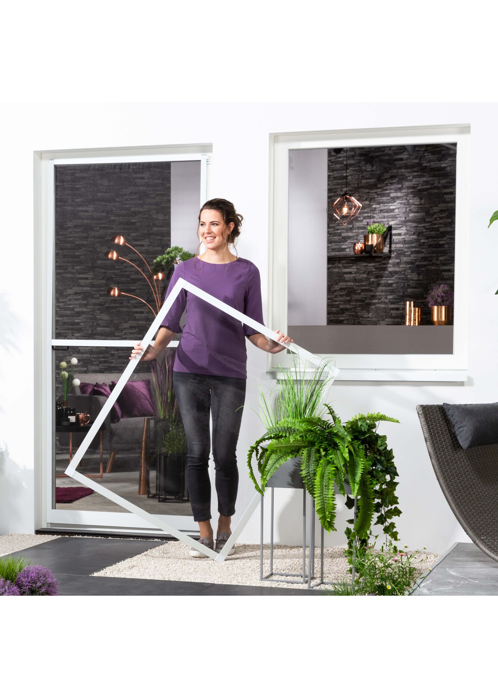 Fliegengitter Fensterbausatz flächenbündig 100x120 weiss 101025201-VH