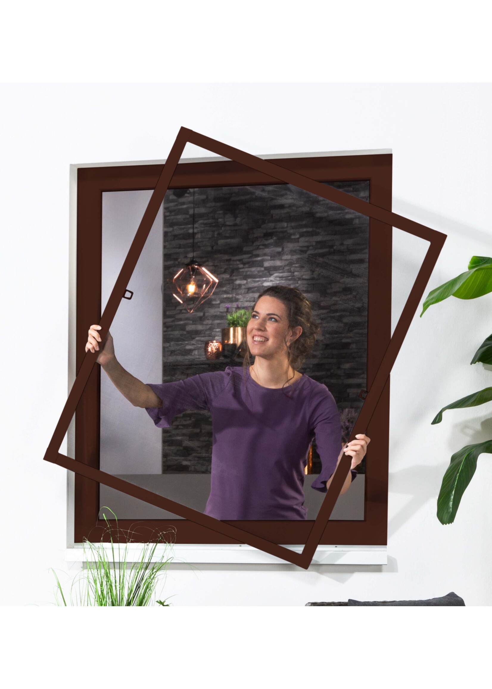 Fliegengitter Fensterbausatz flächenbündig 130x150 braun 101025102-VH