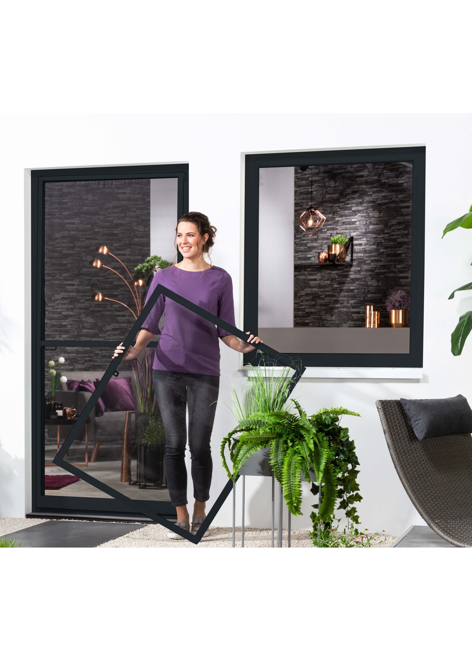 Fliegengitter Fensterbausatz flächenbündig 130x150 anthrazit 101025107-VH