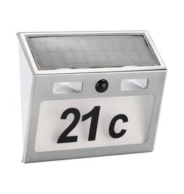 Edelstahl Solar LED Hausnummer 3 LEDs mit Bewegungsmelder 60253