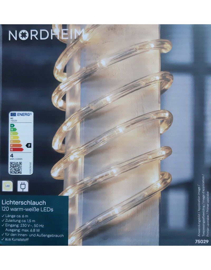 LED Lichterschlauch Lichtschlauch 6m warmweiss mit 120LEDs aussen 75029