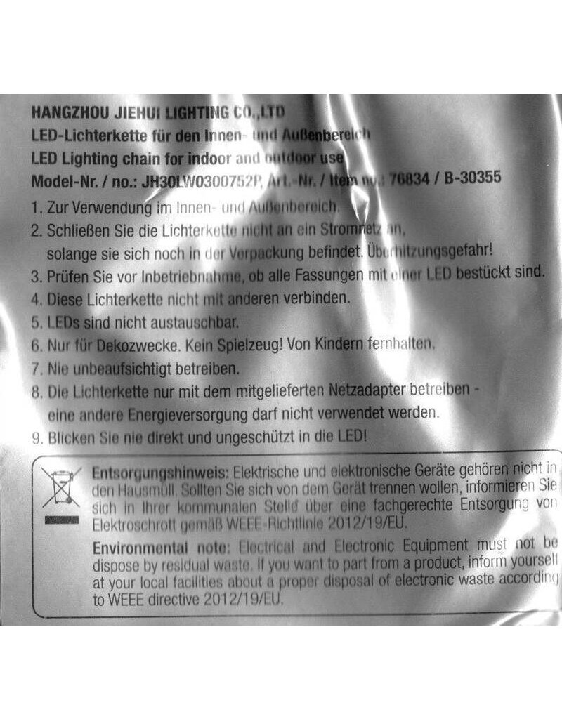 LED Lichterkette mit warmweiss Metall Motiven für innen und aussen 76834