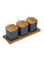Serviergläser 3er Set mit Bambustablett und Löffel 13067
