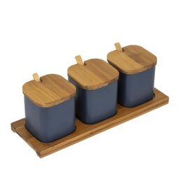Serviergläser 3er Set mit Bambustablett und Löffel 13067