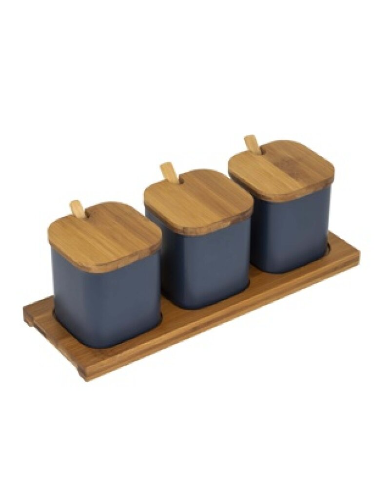 Serviergläser 3er Set mit Bambustablett und Löffel 13067