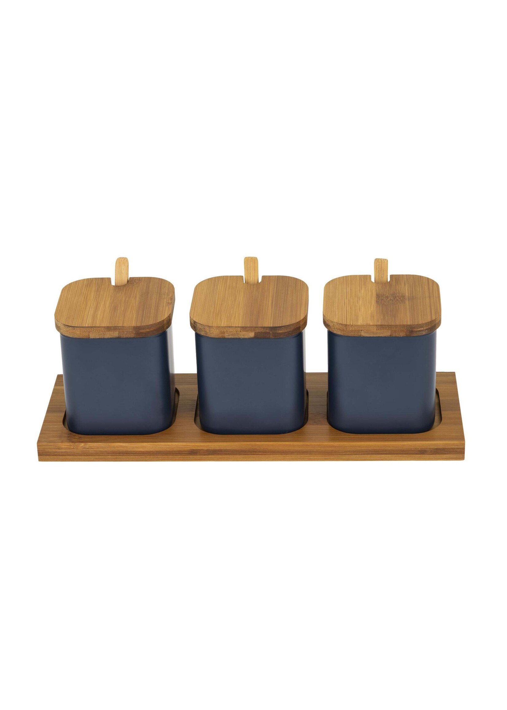 Serviergläser 3er Set mit Bambustablett und Löffel 13067