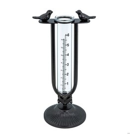 Regenmesser aus Glas mit Standfuß mit 2 Vögel 57313