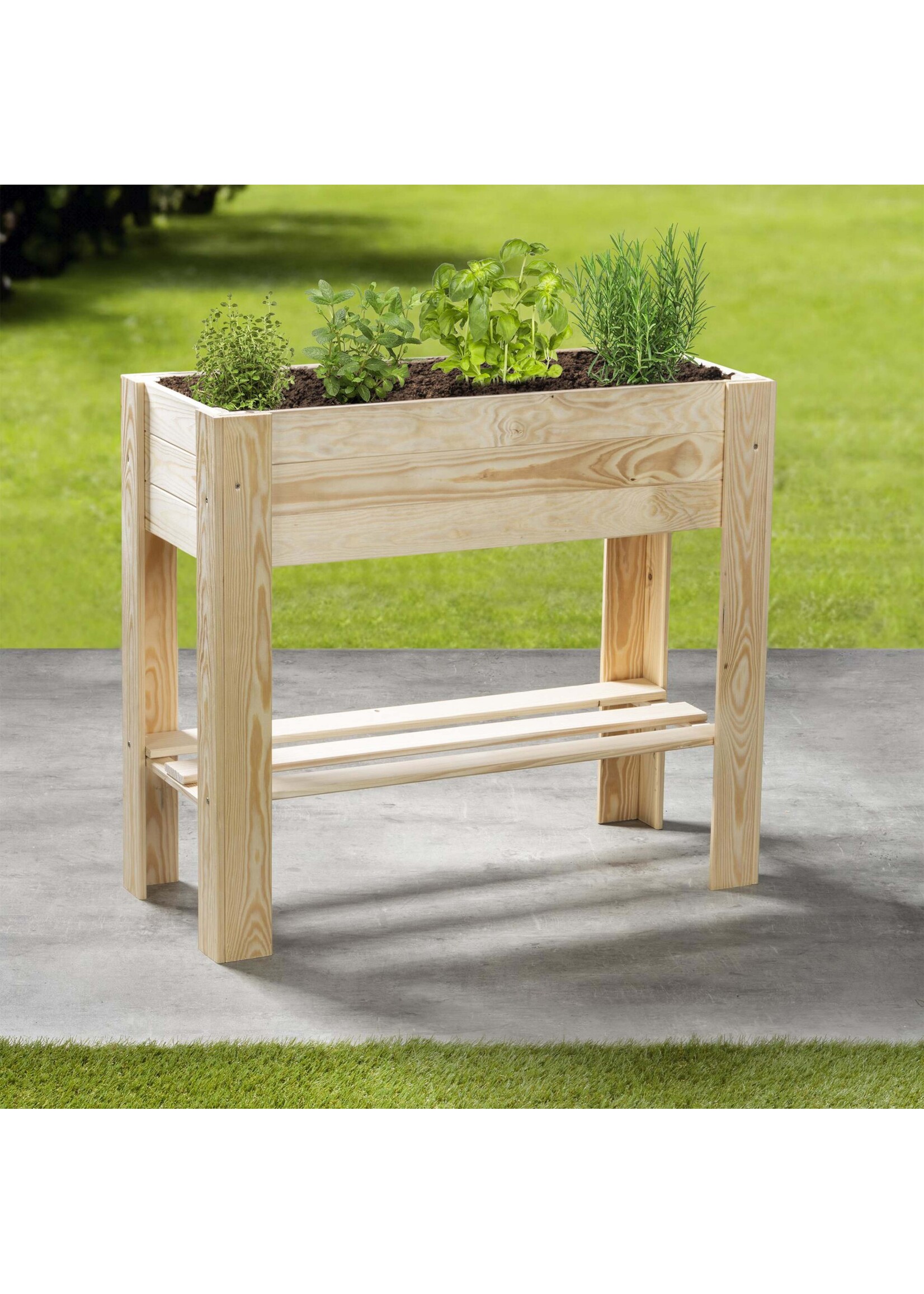 Hochbeet aus Holz mit Ablage 62924