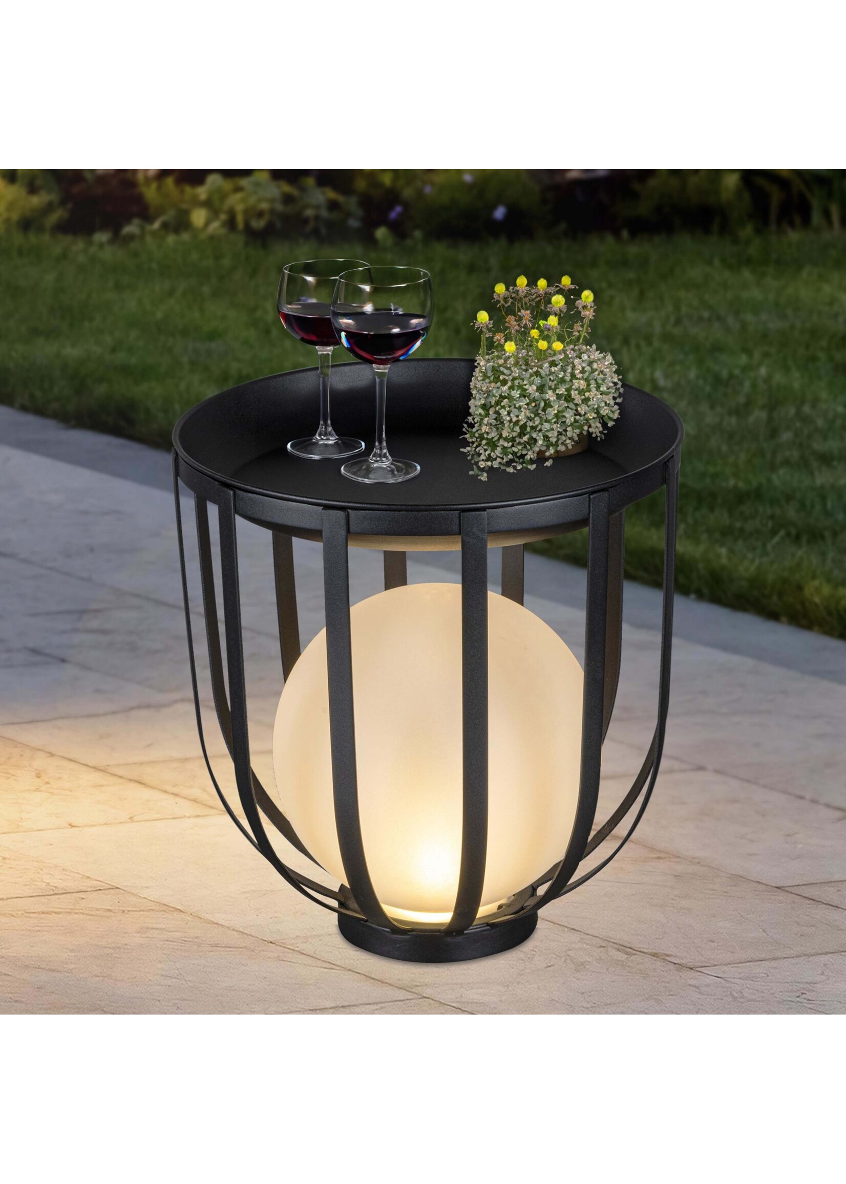 Tisch Beistelltisch mit Solar LED Kugellampe 70486