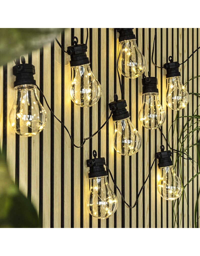Solar LED Lichterkette mit 8 Kunststoff Glühbirnen 70499